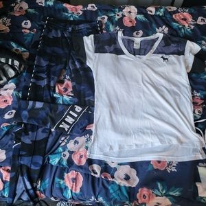 Pink victoria secret blue camo outfit set